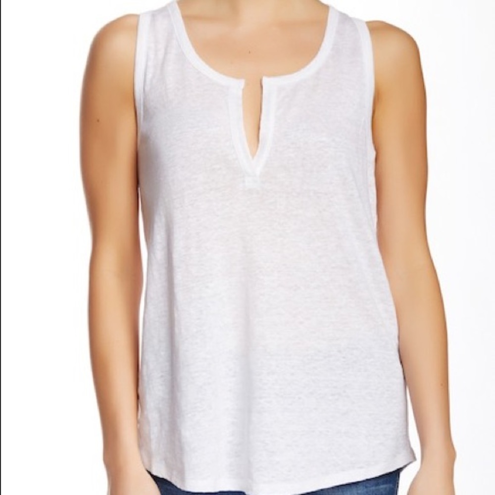 VINCE Split Neck Linen Tank. NWT